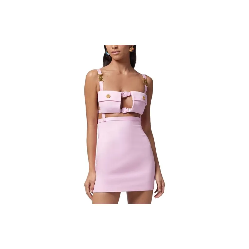 VERSACE Sleeveless Dresses Women's Pink-1