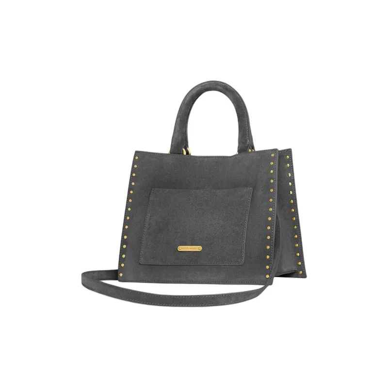 REBECCA MINKOFF Suede Tote Bag Shopping Bag Shoulder Bag Crossbody Bag Handbag Small Size Women's Gray-1
