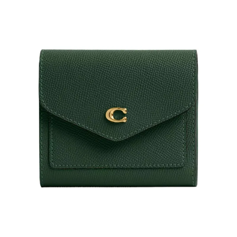 COACH Leather Coin Purses Wallets Mini Women's Hunter Green-0