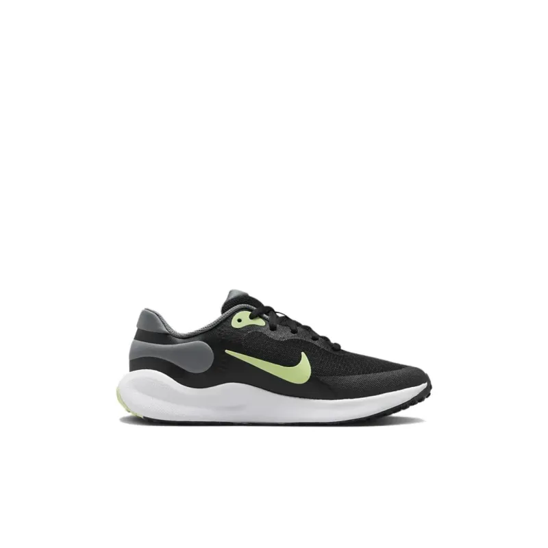 Nike REVOLUTION 7 Abrasion Resistant Low Top Kids' Running Shoes Black Green Kids'-1