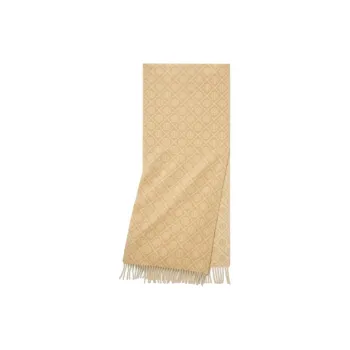 TORY BURCH Wool Knit Scarves Unisex Cream White