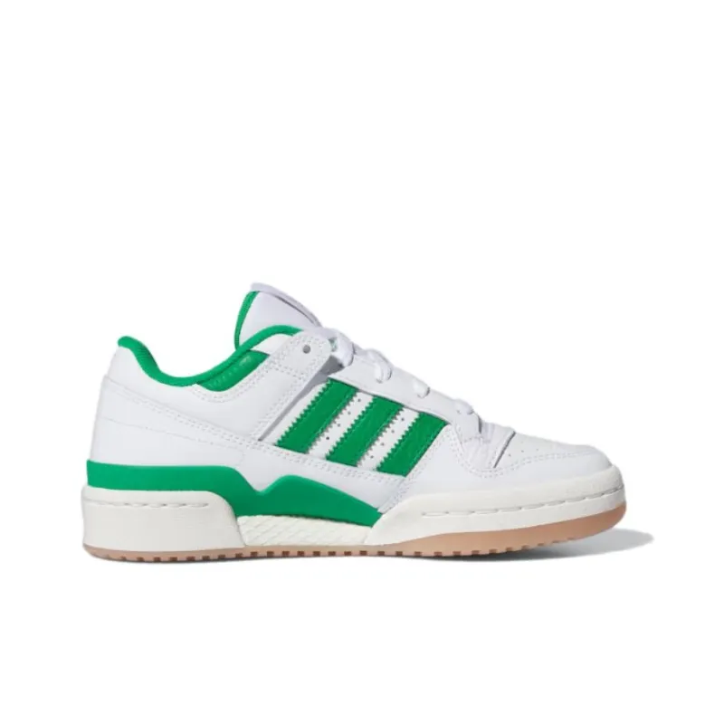 Adidas Originals FORUM Anti Slip Wear Resistant Low Top Kids' Skateboarding Shoes White Green Teenagers-1