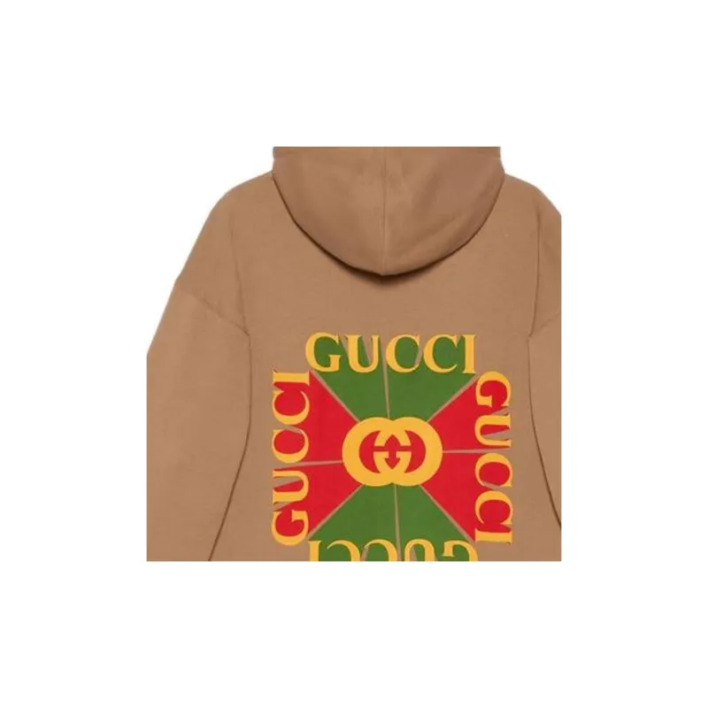 GUCCI Women's Vintage Logo Half Zip Sweatshirt Camel-3