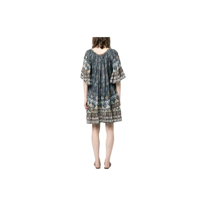 ISABEL MARANT ETOILE Geometric Printed Ruffled Hem Mini Dress-2