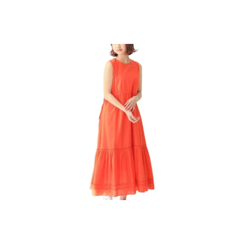 Beams Sleeveless Dresses Women's Orange-2