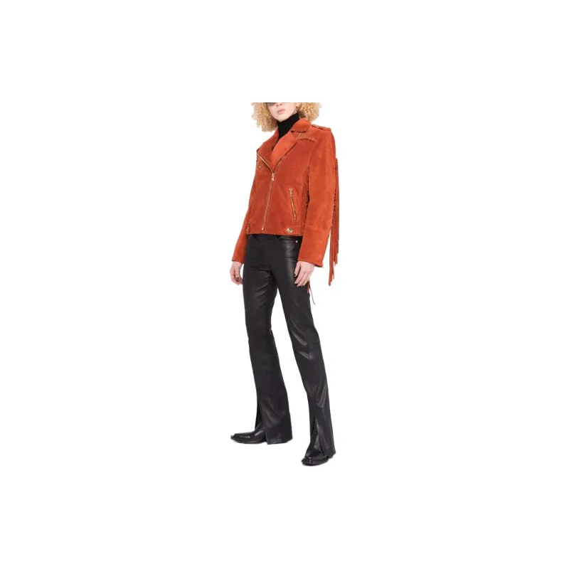 BALMAIN X Netflix Fringed Suede Asymmetric zip Biker Jacket-1