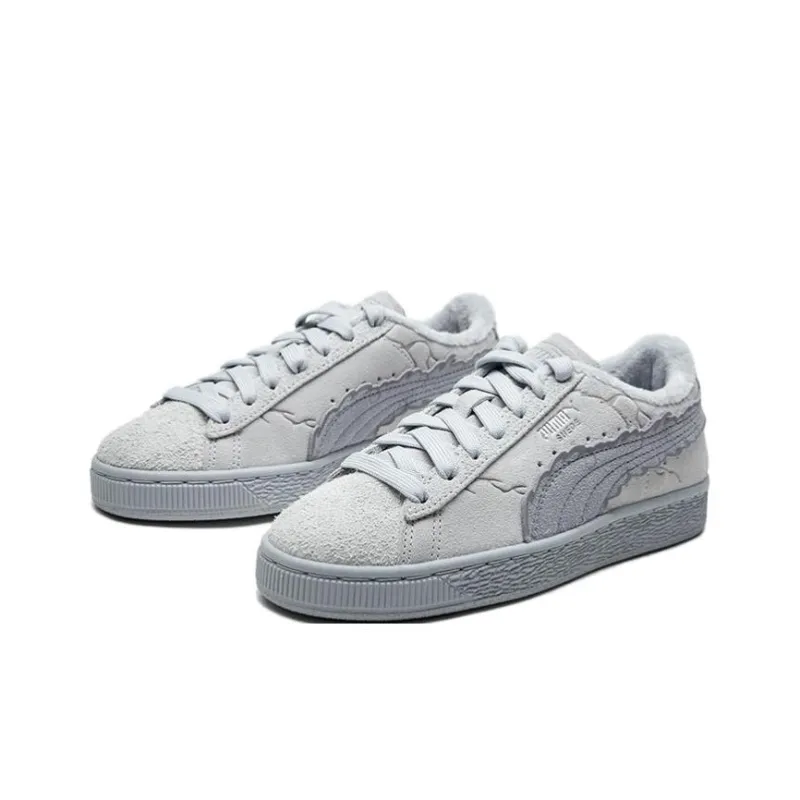 HAIZEIWANG x PUMA Suede Series Anti Slip Wear Resistant Low Top Kids' Skateboarding Shoes Gray Teenagers-1