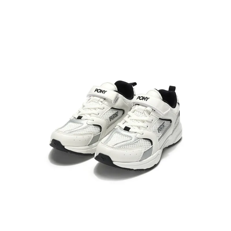 PONY Slip Resistant Cushioning Breathable Low Top Kids' Running Shoes White Black Green Kids'-2