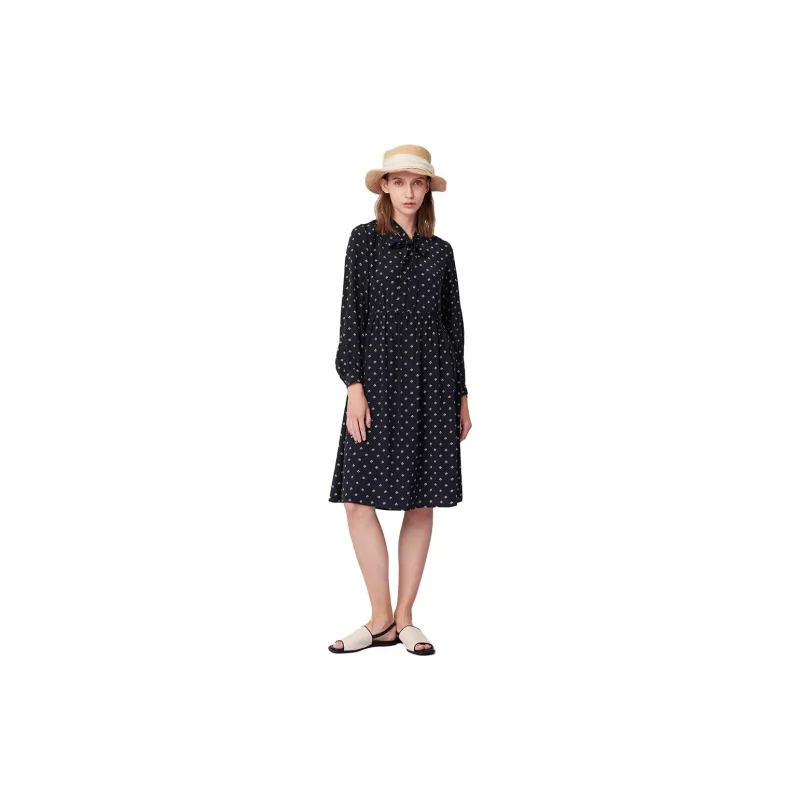 HAZZYS Long Sleeved Dresses Women's Navy Blue-1