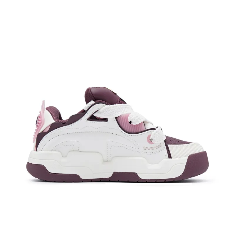 Champion Low-Top Skateboard Shoes Women's Milk White Night Brown Red-1
