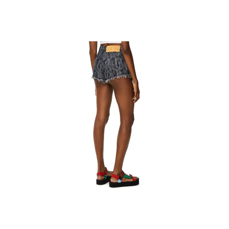 LOEWE Cactus Denim Shorts 'Black/White'-3