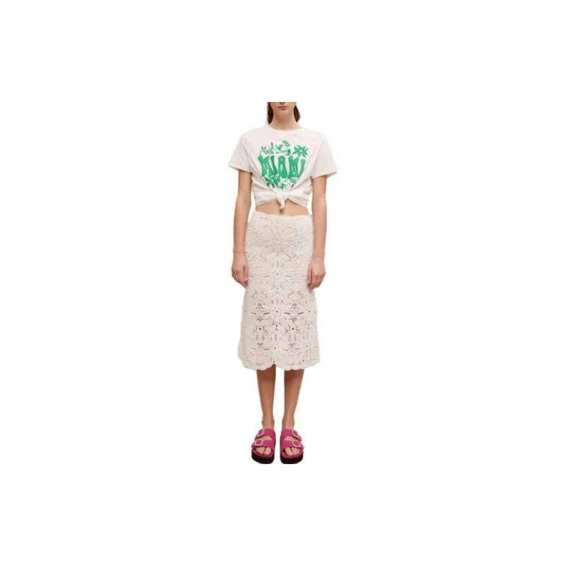 Maje SS23 Capsule Series Casual Long Skirts Women's White-1