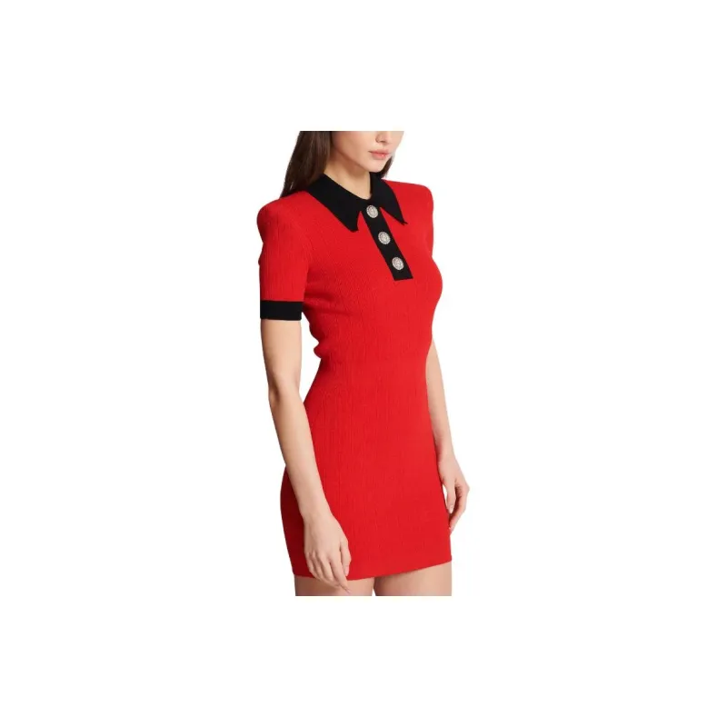 BALMAIN Short-Sleeved Dresses Women's Red-5