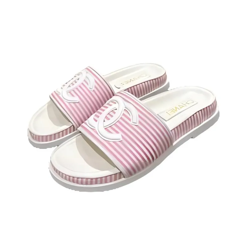 CHANEL Slip-Resistant Slide Slippers Women's Pink White-3