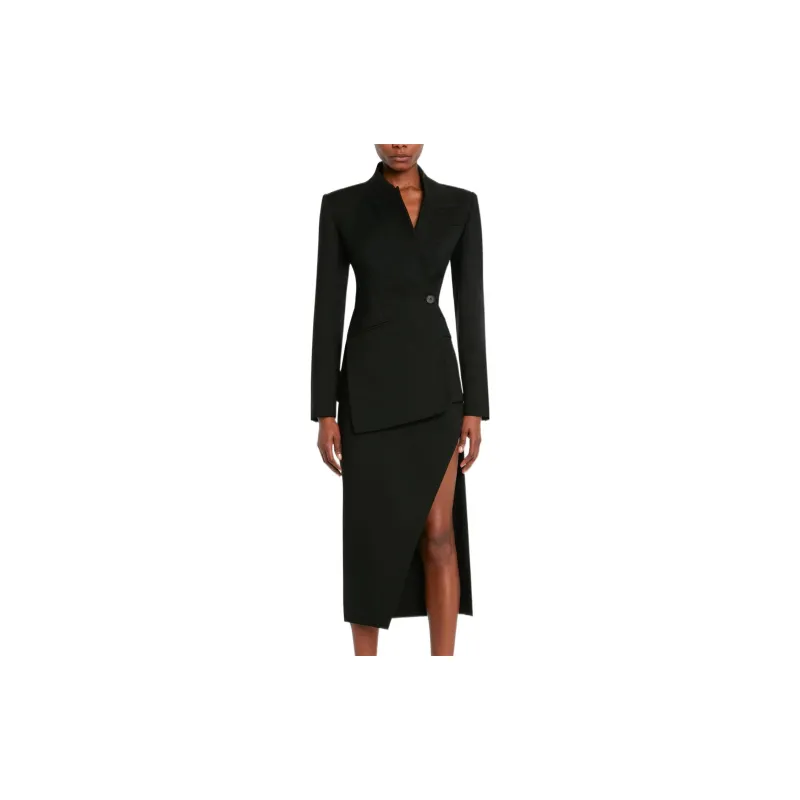 Alexander McQueen High Waist Slit Detailed Midi Skirt-1