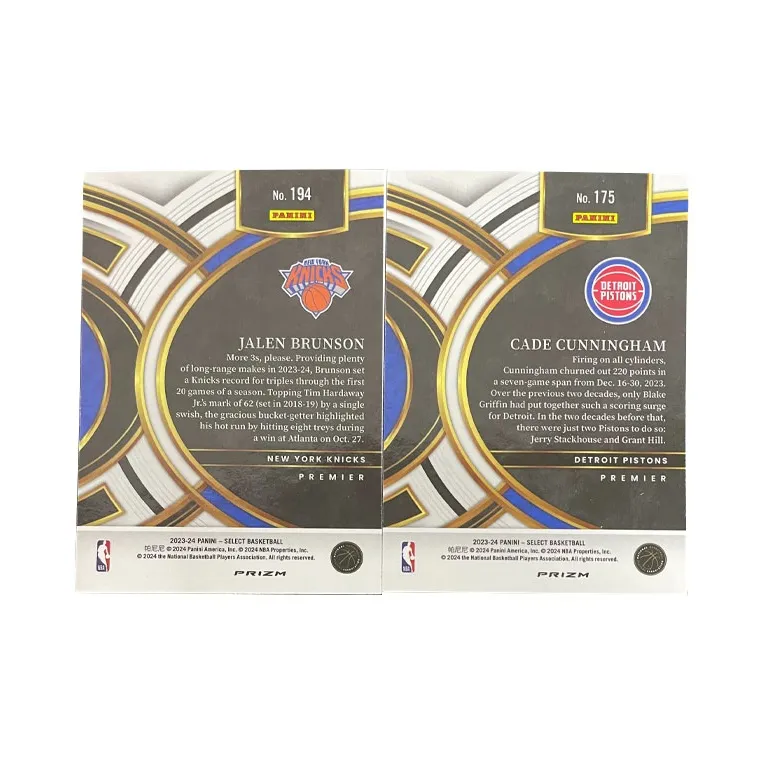 PANINI 2023 24 SELECT Pistons Cunningham+Knicks Jalen Brunson Red Hot T Cards Star Cards Card Pass Sports Cards 2 Pcs-1