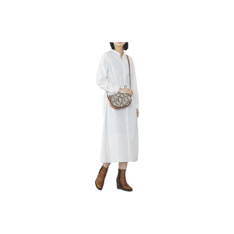 Beams Long Sleeved Dresses Women's White-1