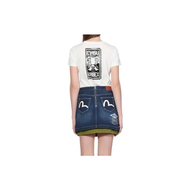EVISU Denim Short Skirts Women's Blue-3