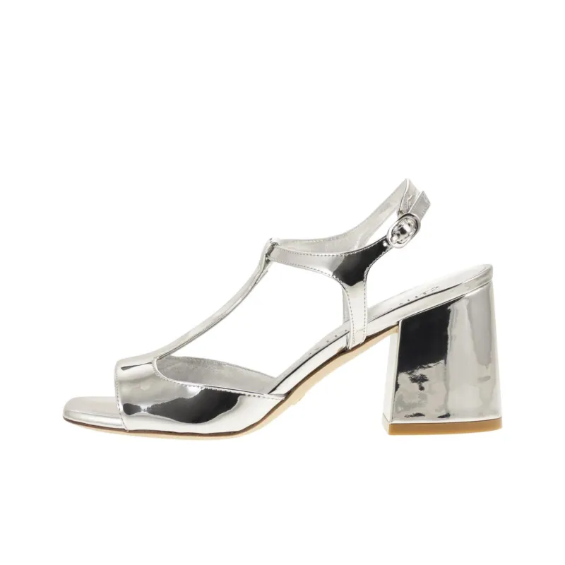 Stuart Weitzman/SW Flareblock One Strap Sandals 8.5cm Women's Silver-0