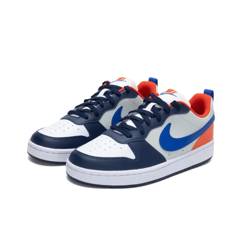 Nike Court Borough Breathable Low Top Kids' Skateboarding Shoes White Blue Unisex-5