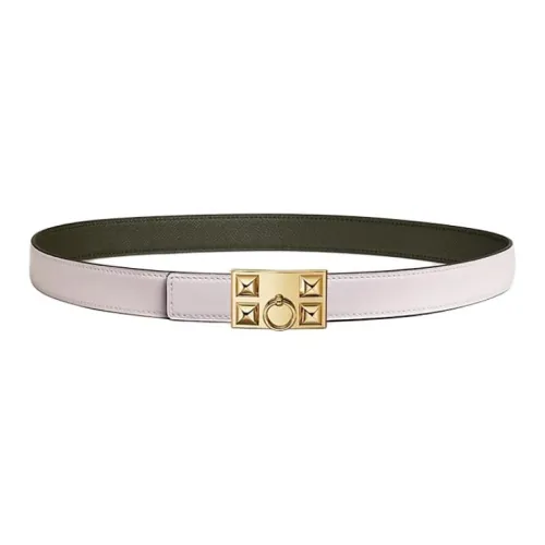 HERMES Leather Leather Belts Unisex Light Purple/Gray Green Width: 2.4cm