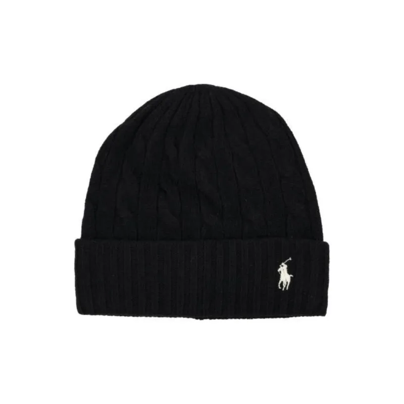 Ralph Lauren Logo Embroidered Cable Knit Beanie-0