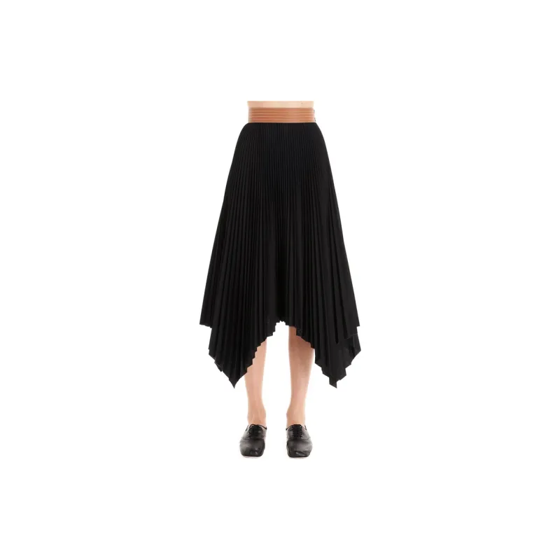 LOEWE Leather Long Skirts Women's Black-2