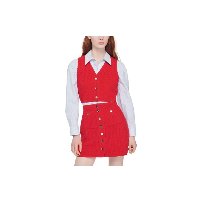 Sandro SS23 CNY Of Rabbit Vests Women's Red-1