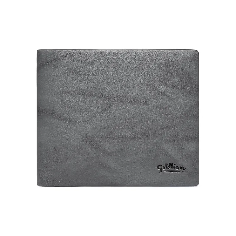 GOLDLION Top Grain Genuine Leather Wallet Regular Men's Gray-0