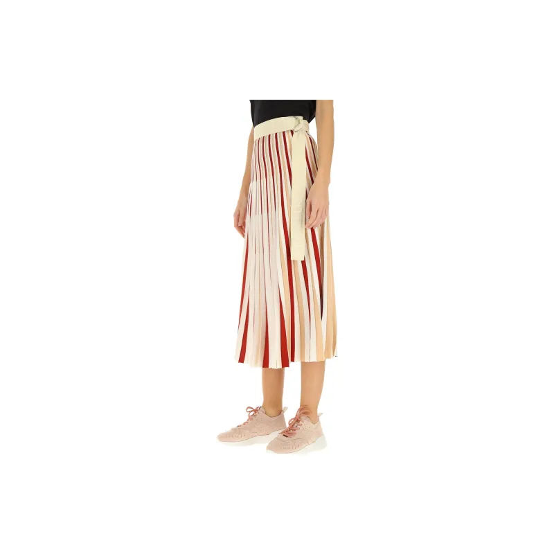 Moncler Striped Midi Skirt 'Ivory'-4