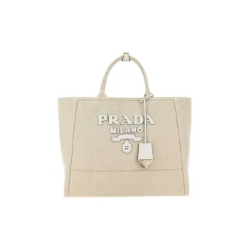 PRADA Canvas Tote Bag, Shopping Bag, Canvas Bag, Handbag Women's Sand