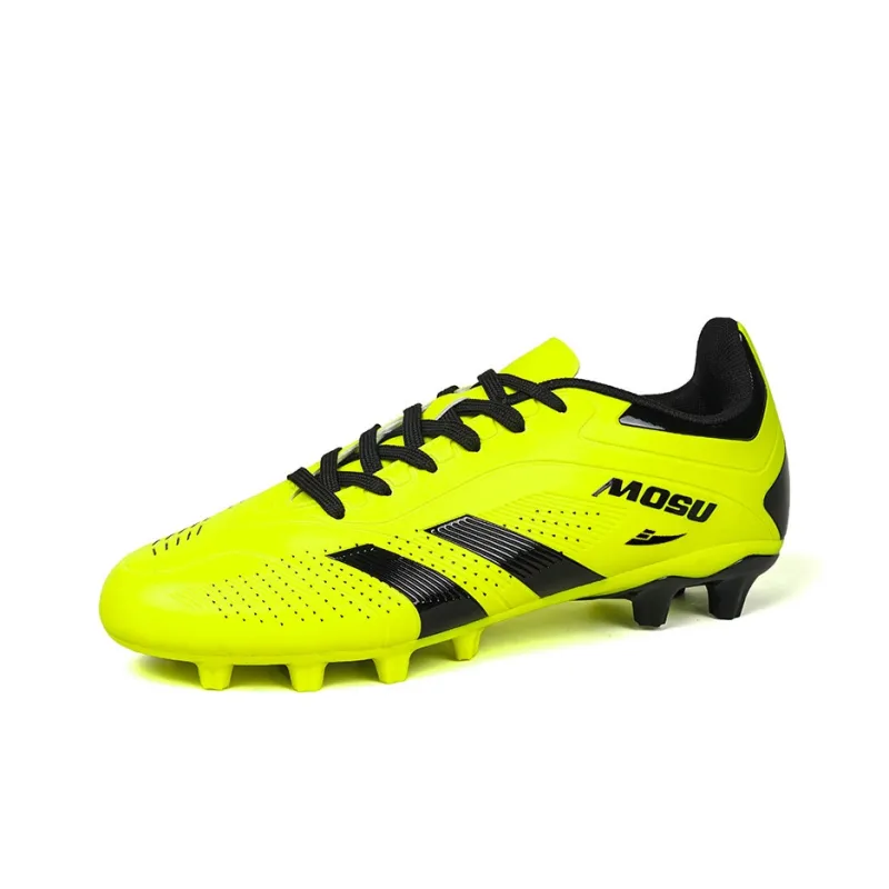 Kuding Soccer Shoes Unisex Low Top Orange/Neon Yellow/Rose Red/Black Red-3