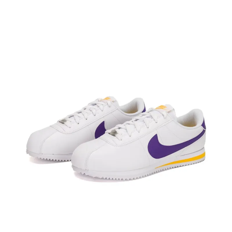 Nike Cortez Slip Resistant Low Top Kids Lifestyle Shoes White Purple Unisex-2