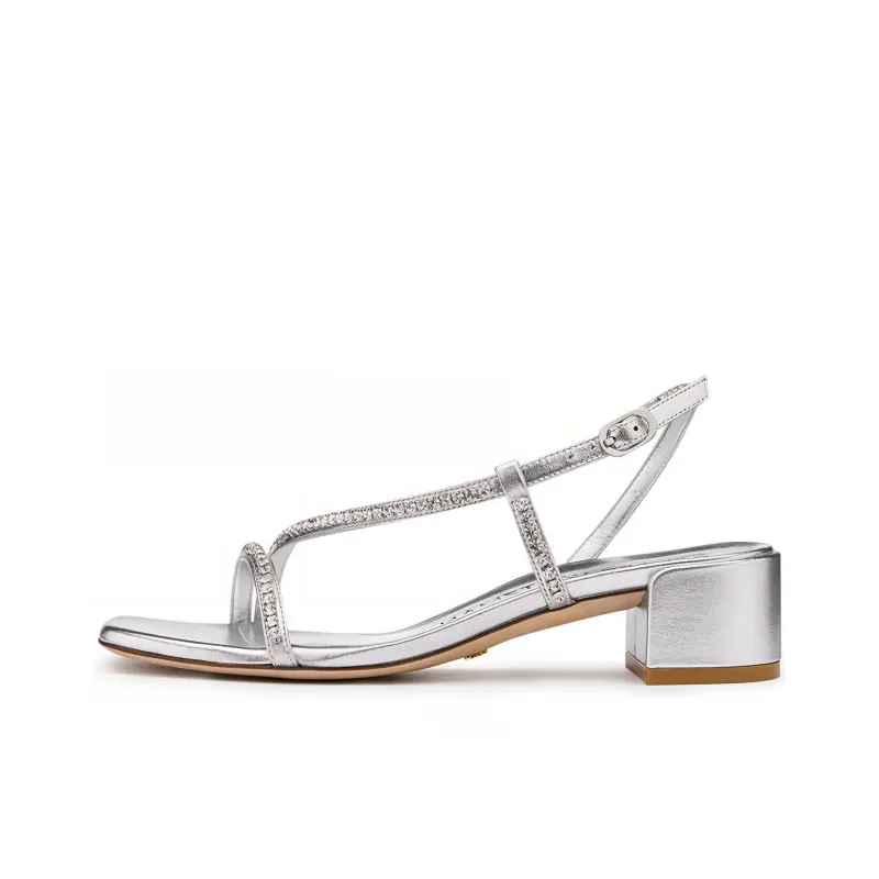 Stuart Weitzman/SW Soiree Crystal 35 Strap Sandals Women's Silver-0