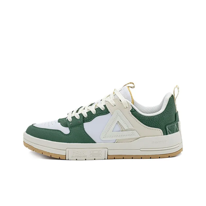 PEAK Classic Heritage Coverage Cushioning Abrasion Resistant Low Top Skateboard Shoes Men's White Green-0