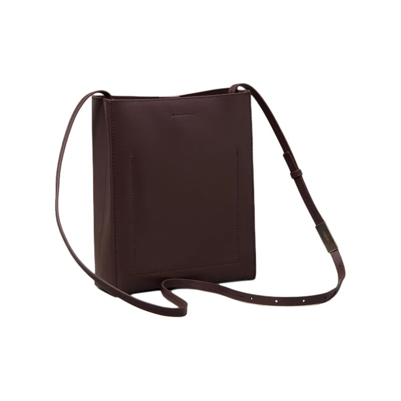 CALVIN KLEIN Leather Shoulder Bag Crossbody Bag Women's Grape Dry-1