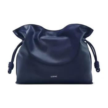 LOEWE Flamenco Napa Calf Leather One Shoulder Clutch Large Size Women's Abyss Blue