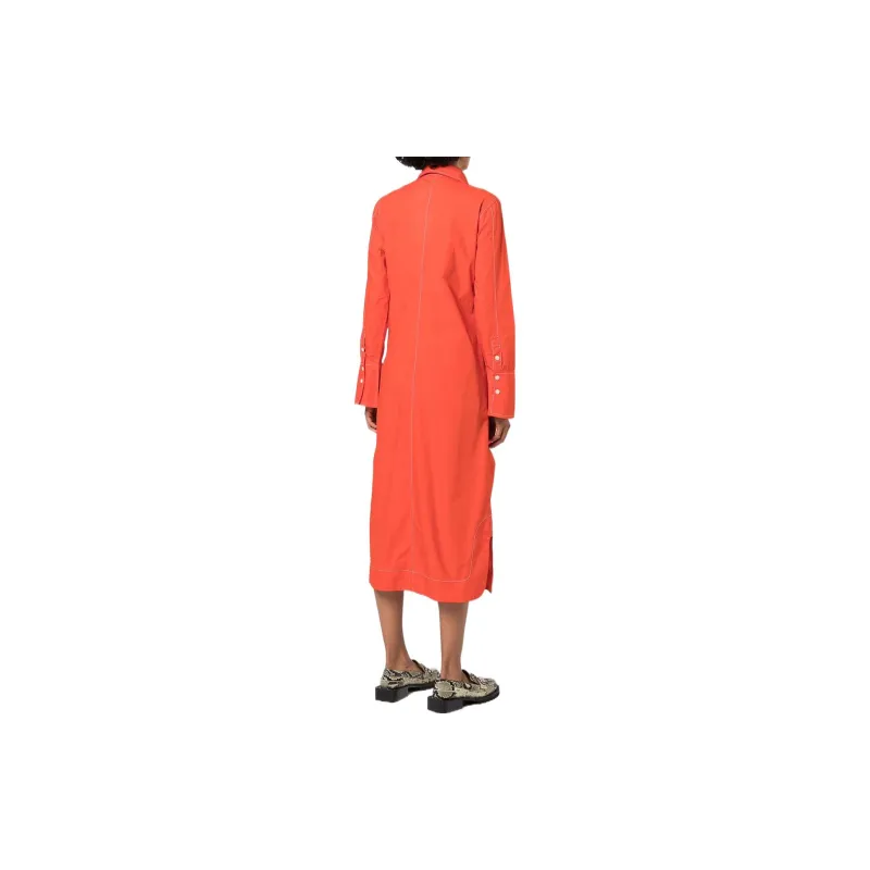 GANNI Long-Sleeved Dresses Women's Orange-2