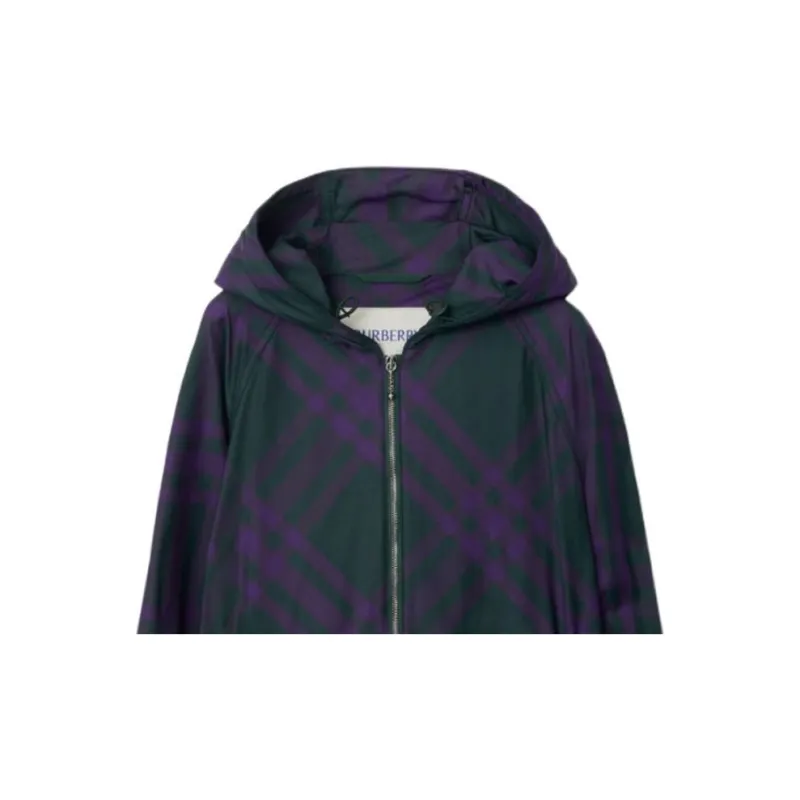 Burberry Check Pattern Zipped Hooded Jacket-5
