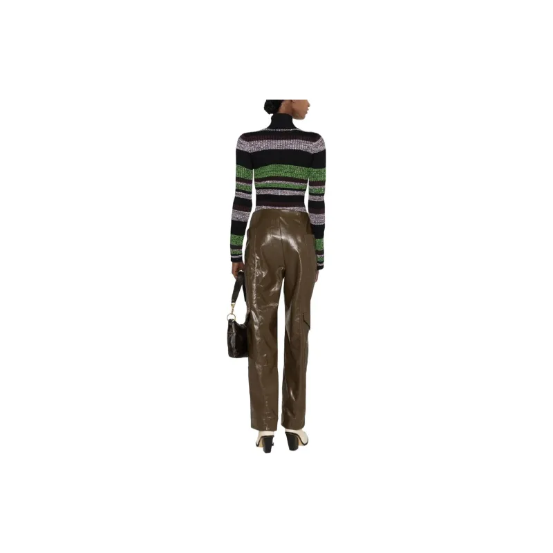 GANNI Glossy Faux-leather Trousers-2