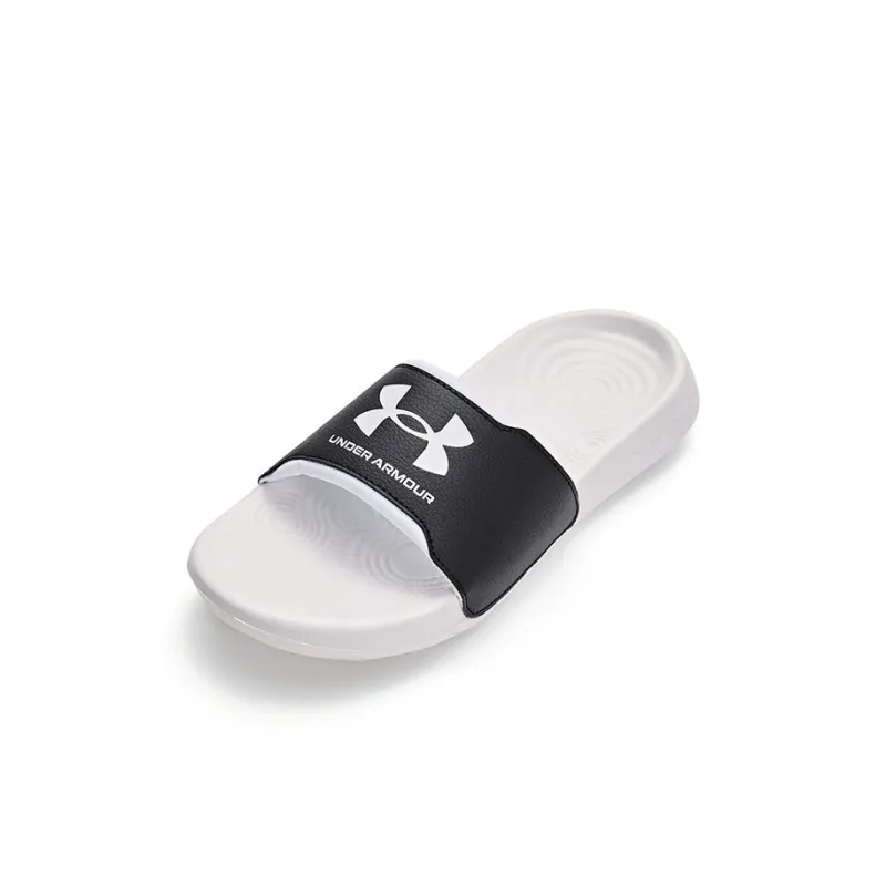Under Armour Anti Slip Wear Resistant Breathable Lightweight Odor Resistant Kids' Slippers Black White Kids'-1