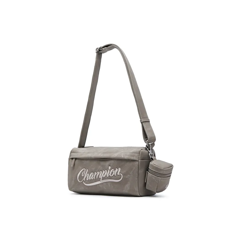 Champion Fabric+Artificial Leather Crossbody Bag Medium Size Unisex Smoke Gray/Champion Blue/Latte Brown/Black-12