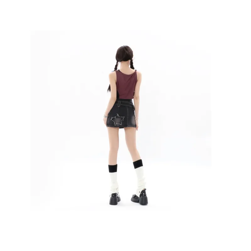 FOCOS STUDIO Denim Short Skirts Women's Black-2