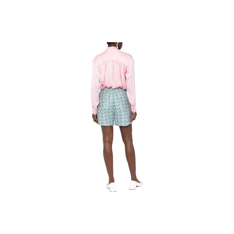 Lanvin Ribbon-Fastened Long Sleeved Satin Blouse-2