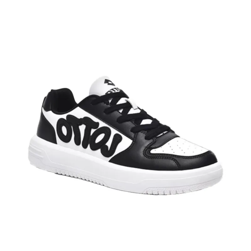 LOTTO Anti-Slip Wear-Resistant Low-Top Skateboard Shoes Women's Black White-2