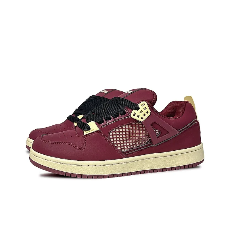 ZUIBANG Puffy Shoes Wear Resistant Low Top Skateboard Shoes Women's Angora Red-1