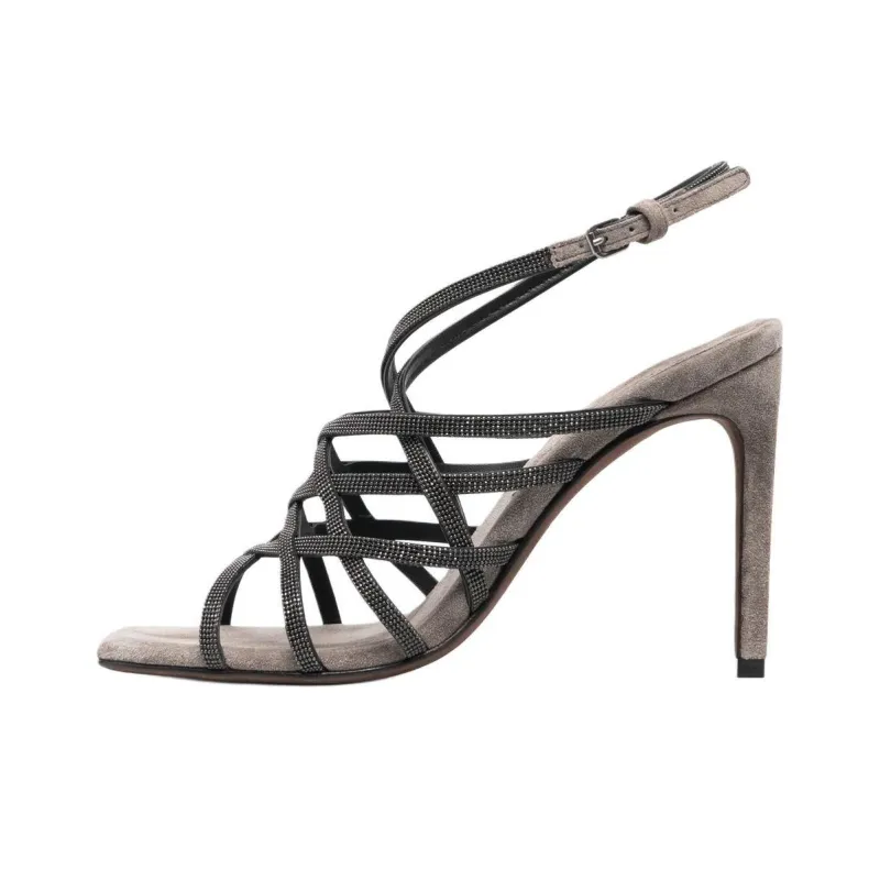 Brunello Cucinelli 110mm Heeled Suede Sandals Women's-0