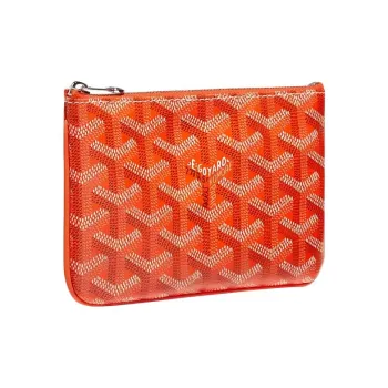 GOYARD SENAT Canvas With Calfskin Wallet Card Holder Clutch Mini Unisex Orange