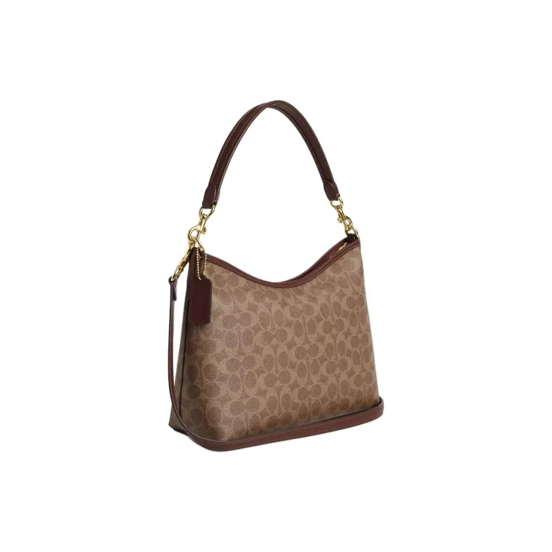 COACH Coated Canvas Shoulder Bag, Crossbody Bag, Handbag Large Size Women's Maple-1