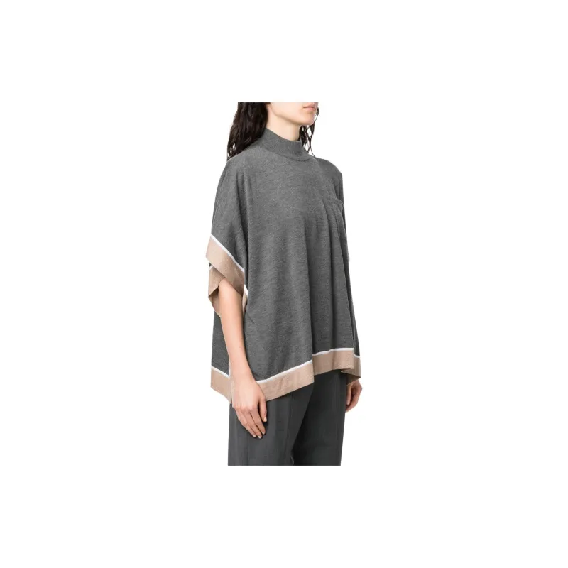 Brunello Cucinelli Turtleneck Knitted Cape Jacket-3